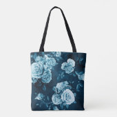 Klassiek blauw Roos patroon Tote Bag (Achterkant)