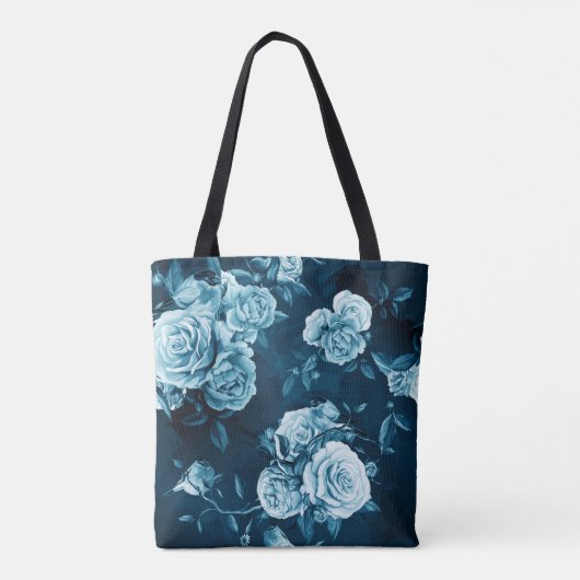 Klassiek blauw Roos patroon Tote Bag (Achterkant)