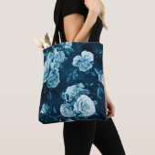 Klassiek blauw Roos patroon Tote Bag (Dichtbij)