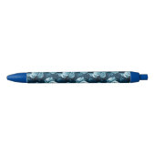 Klassiek blauw Roos patroon Zwarte Inkt Pen (Voorkant)
