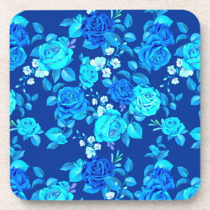 Klassiek Blauw Rozen Bloemen Patroon-87600 Bier Onderzetter