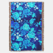 Klassiek Blauw Rozen Bloemen Patroon-87600 Deken (Voorkant Verticaal)