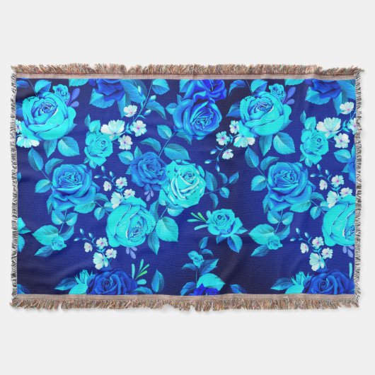 Klassiek Blauw Rozen Bloemen Patroon-87600 Deken (Voorkant)