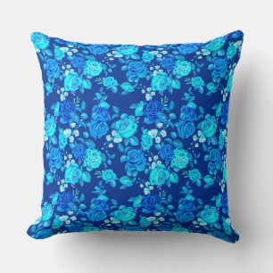 Klassiek Blauw Rozen Bloemen Patroon-87600 Kussen