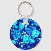 Klassiek Blauw Rozen Bloemen Patroon-87600 Sleutelhanger (Achterkant)
