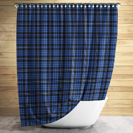 Klassiek Blauw Schotse Ruitpatroon Douchegordijn