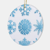 Klassiek blauw Snowflakes White Kerstannament Keramisch Ornament (Links)
