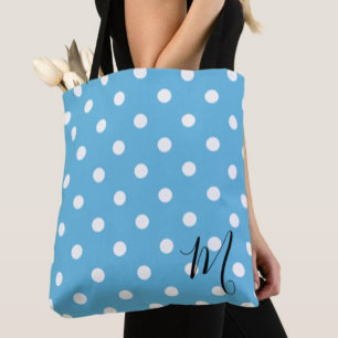Klassiek Blauw Stippenpatroon Boodschappen Tote Bag