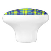 Klassiek Blauw Tartan Plaid Patroon Keramische Knop (Zijkant)