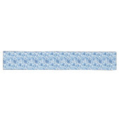 Klassiek Blauw Toile Bloemen Patroon Lange Tafelloper (Horizontaal)