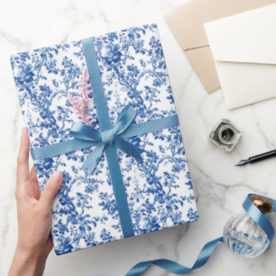 Klassiek Blauw Toile Cadeaupapier
