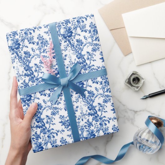 Klassiek Blauw Toile Cadeaupapier (Geschenken)