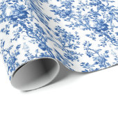 Klassiek Blauw Toile Cadeaupapier (Rol Hoek)