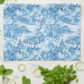 Klassiek Blauw Toile Landschap Theedoek (Gevouwen)