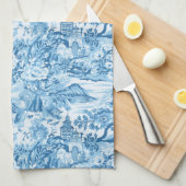 Klassiek Blauw Toile Landschap Theedoek (Quarter Fold)