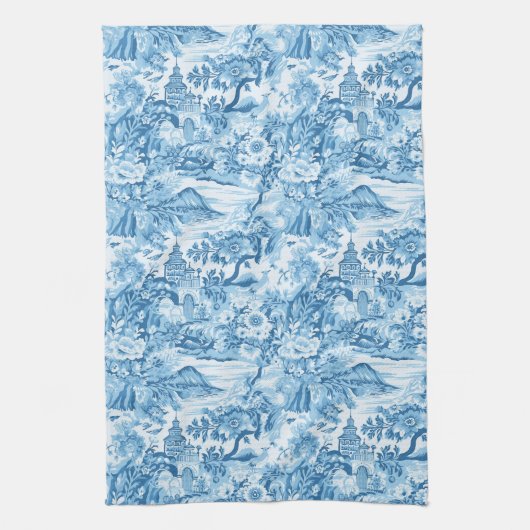 Klassiek Blauw Toile Landschap Theedoek (Verticaal)
