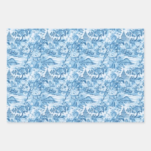 Klassiek blauw toiletlandschap inpakpapier vel (Voorkant 2)