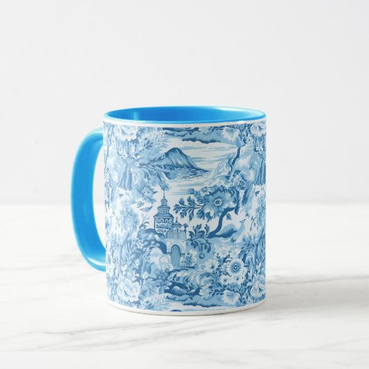 Klassiek blauw toiletlandschap mok (Voorkant links)