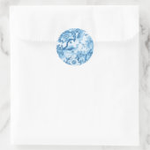 Klassiek blauw toiletlandschap ronde sticker (Tas)