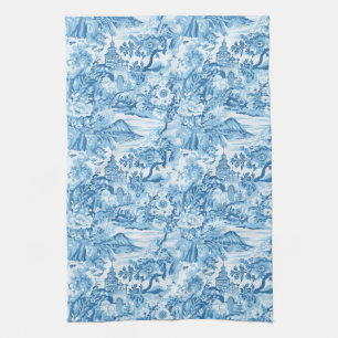 Klassiek blauw toiletlandschap theedoek