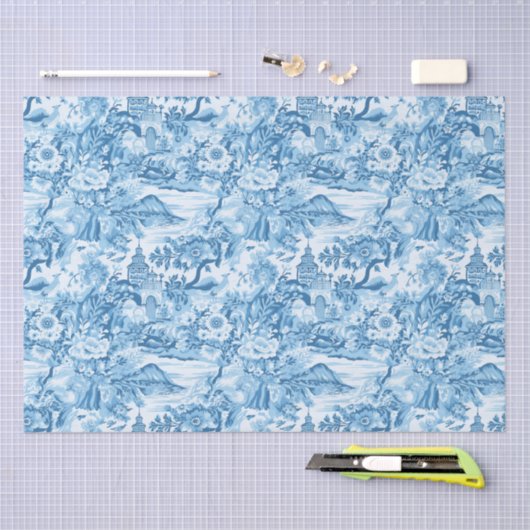 Klassiek blauw toiletlandschap tissuepapier (Craft)