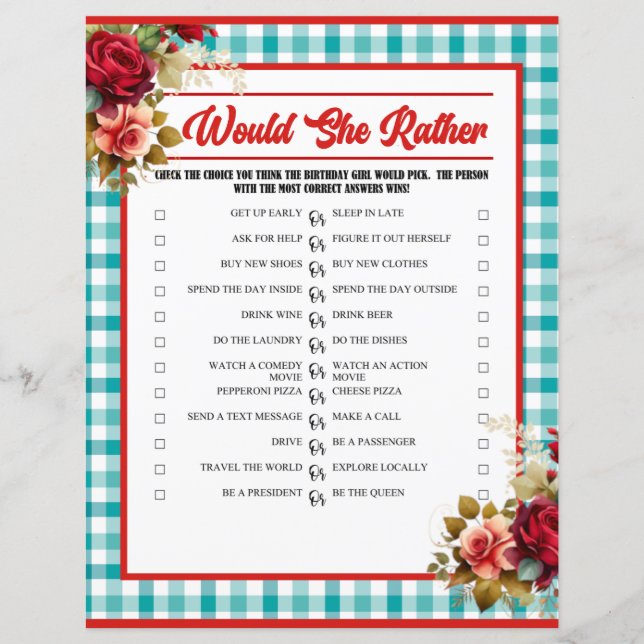 Klassiek Blauw Verjaardagsfeestje Ze Liever Spel (Voorkant)