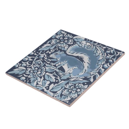 Klassiek blauw  vierkant bos tegeltje (Zijkant)