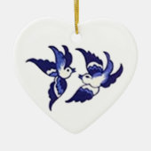 Klassiek blauw vogelontwerp keramisch ornament (Voorkant)