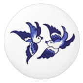 Klassiek blauw vogelontwerp keramische knop (Voorkant)