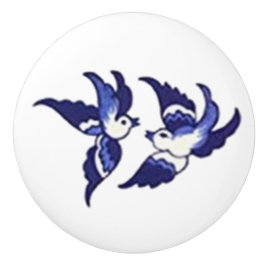 Klassiek blauw vogelontwerp keramische knop
