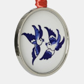 Klassiek blauw vogelontwerp metalen ornament (Rechts)