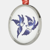 Klassiek blauw vogelontwerp metalen ornament (Links)