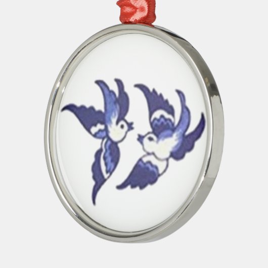 Klassiek blauw vogelontwerp metalen ornament (Links)