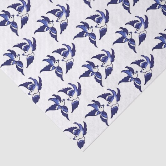 Klassiek blauw vogelontwerp tissuepapier (Detail)