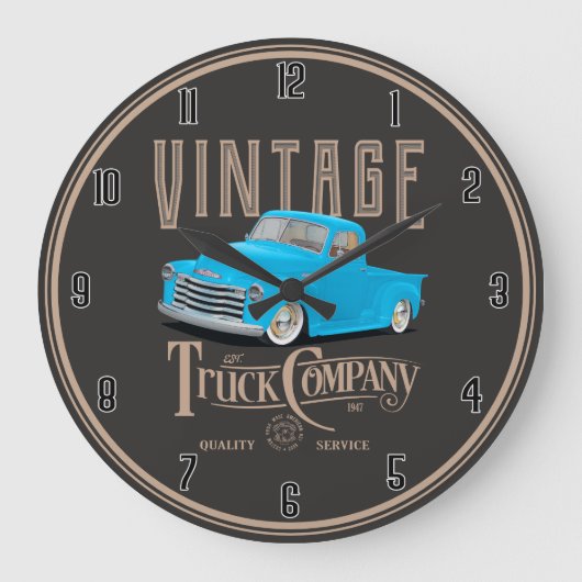 klassiek blauw vrachtwagen grote klok (Voorkant)