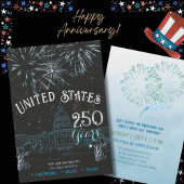 Klassiek Blauw VS 250 Jaar Vuurwerk Uitnodiging