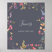 Klassiek Blauw Wild Bloemen Favors Bord Poster (Voorkant)