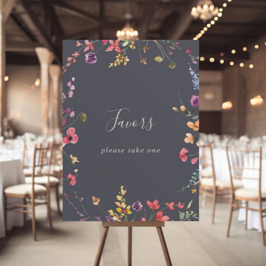 Klassiek Blauw Wild Bloemen Favors Bord Poster