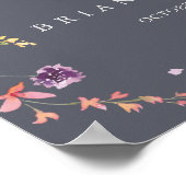 Klassiek Blauw Wilde Bloemen Bruiloft Welkom  Poster (Hoek)