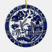 Klassiek blauw Willow China Design Keramisch Ornament (Voorkant)