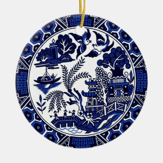 Klassiek blauw Willow China Design Keramisch Ornament (Voorkant)