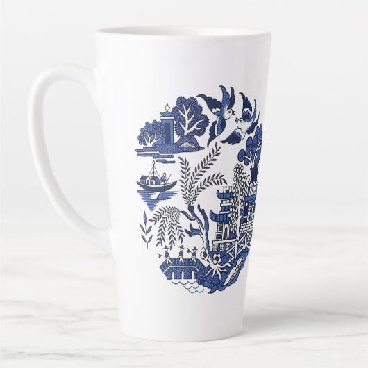 Klassiek blauw Willow China Design Latte Mok (Links)