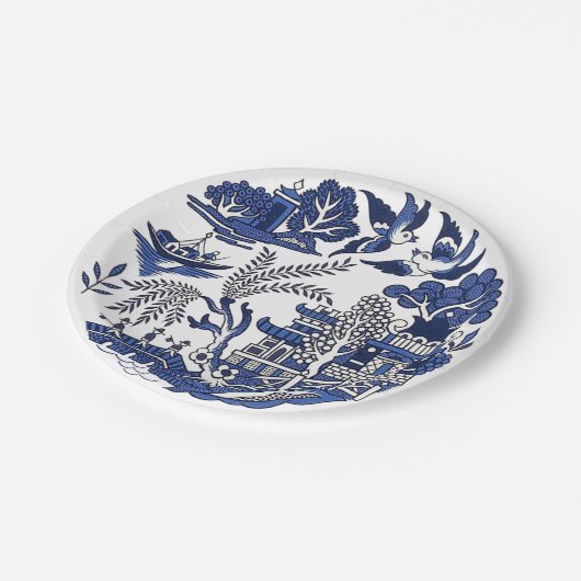 Klassiek blauw Willow China Design Papieren Bordje (Gekanteld)