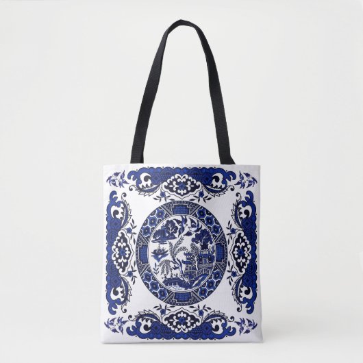 Klassiek blauw Willow China Design Tote Bag (Voorkant)