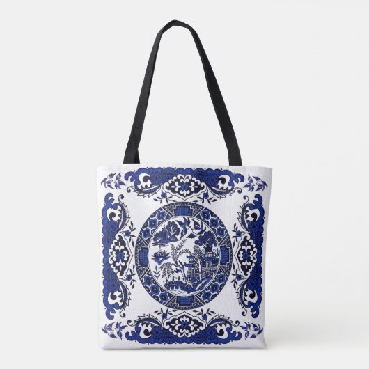 Klassiek blauw Willow China Design Tote Bag (Achterkant)