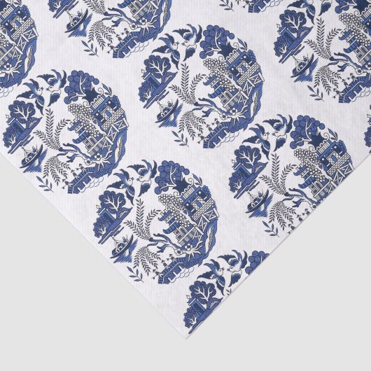 Klassiek blauw Willow Design-document Tissuepapier (Detail)