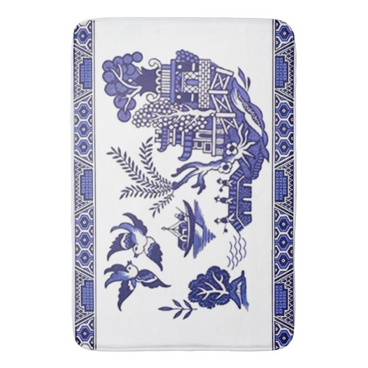 Klassiek blauw Willow-ontwerp Badmat (Voorkant Verticaal)
