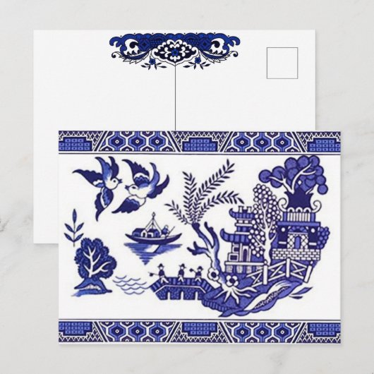 Klassiek blauw Willow-ontwerp Briefkaart (Voorkant / Achterkant)