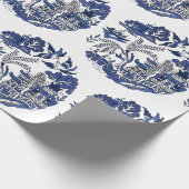 Klassiek blauw Willow-ontwerp Cadeaupapier (Hoek)