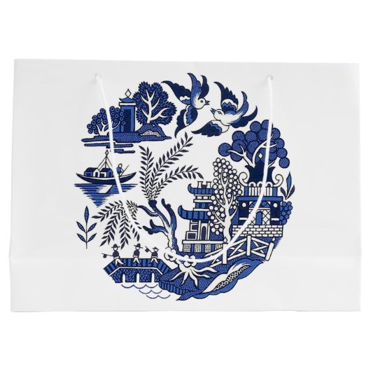 Klassiek blauw Willow-ontwerp Groot Cadeauzakje (Achterkant)
